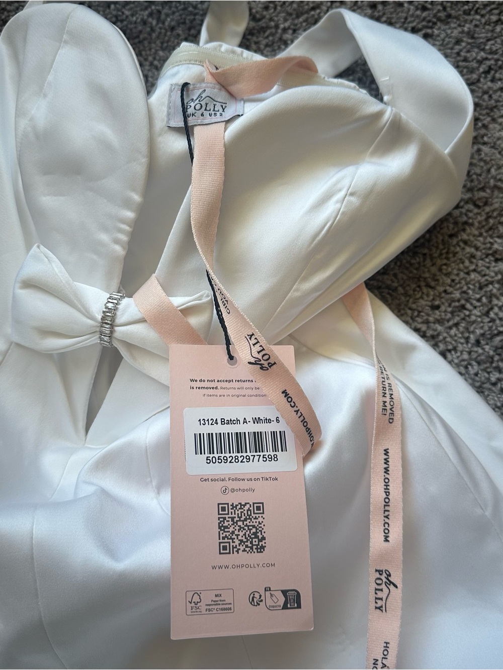 Oh Polly White Halter Mini Dress with Bow Detail - Picture 6 of 7